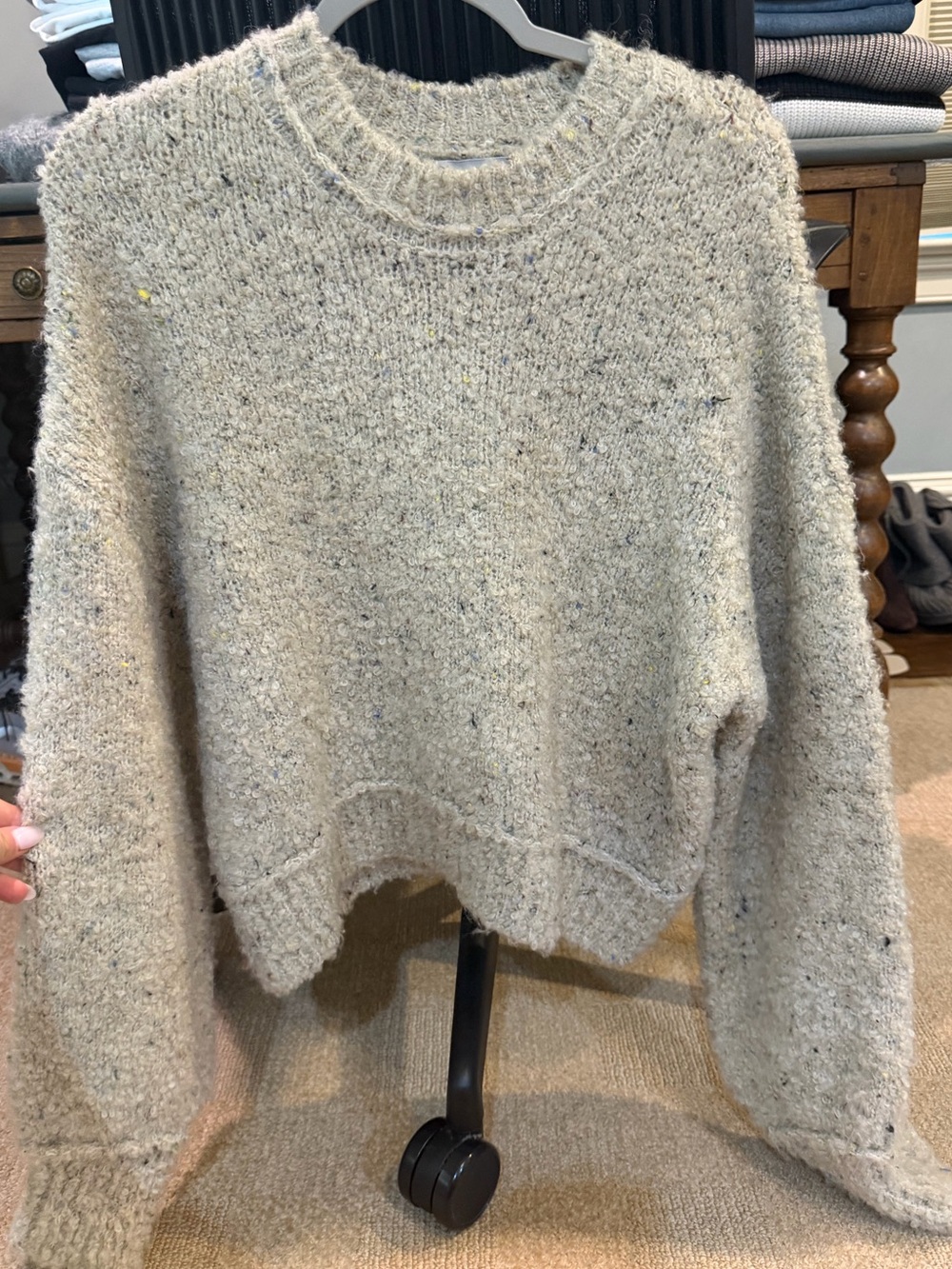 Zara Cream Speckled Crewneck Sweater